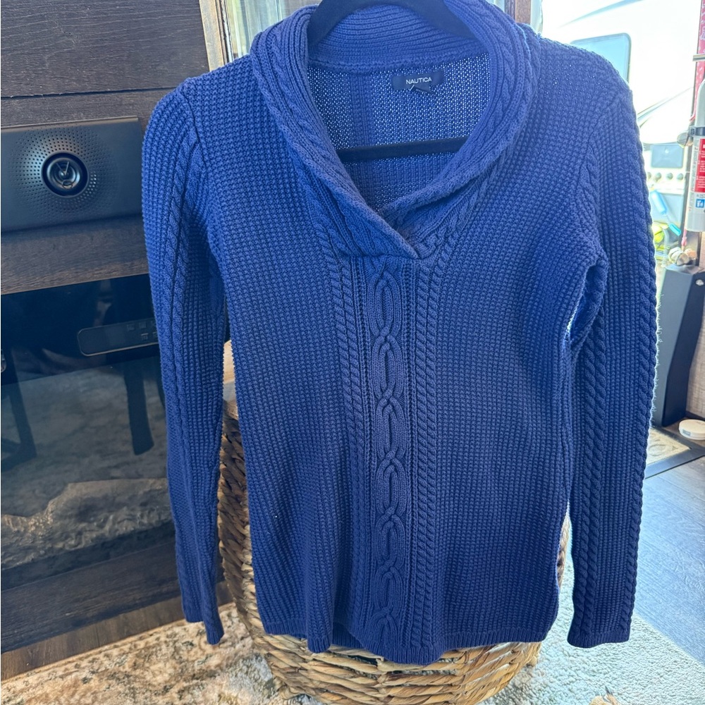 Nautica Women's Navy Cowl Neck Sweater